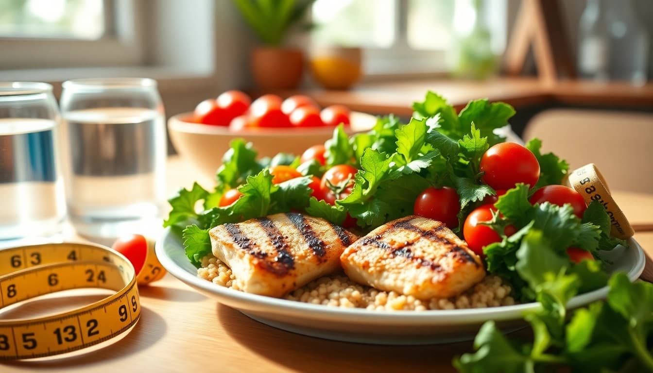 Enjoy a nutritious meal supporting weight loss goals with grilled chicken and fresh veggies.