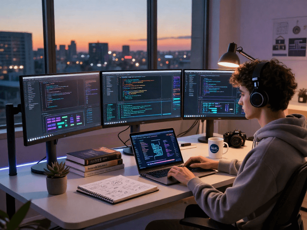 Juicy AI development workspace showcasing vibrant data visualizations and innovative coding practices.