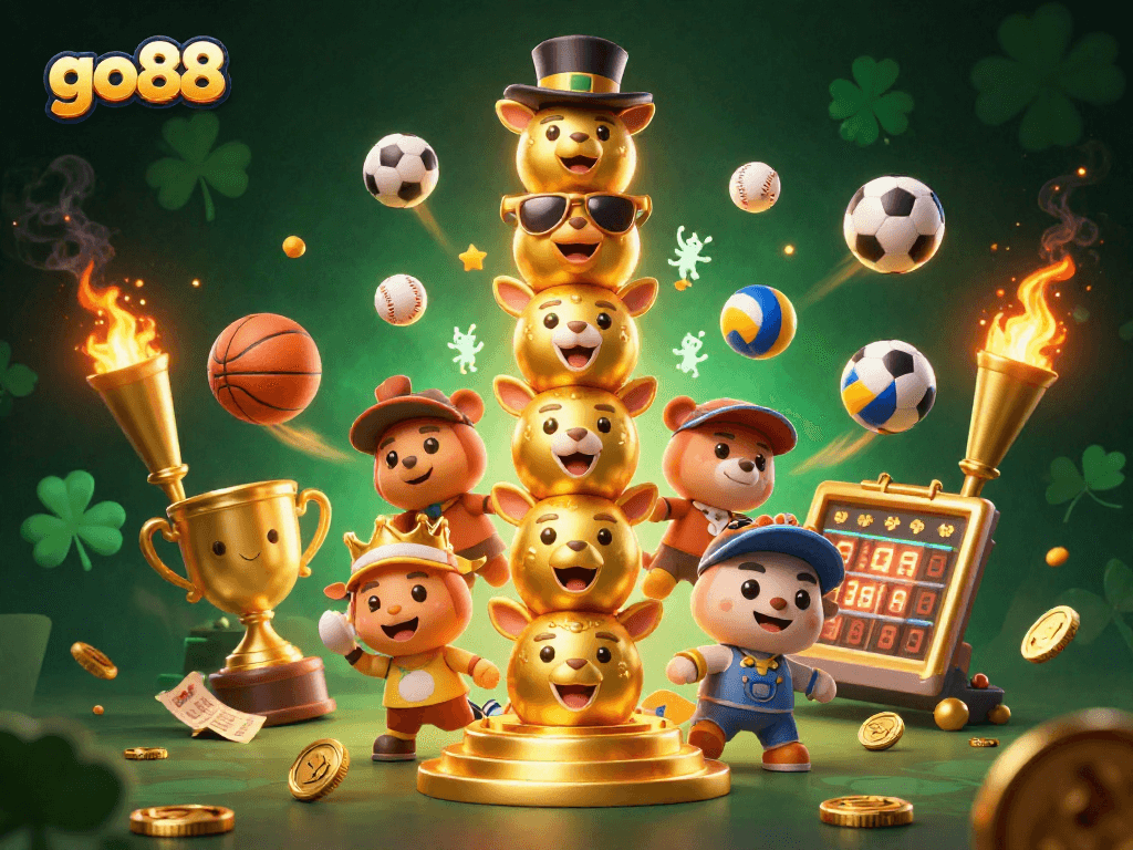 Engage with go88 by betting on exhilarating sports events amidst vibrant 3D casino graphics.
