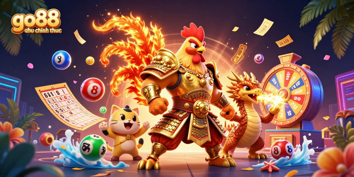 Engage with exciting gameplay at go88 trang chu chinh thuc featuring vibrant illustrations of mascots and game elements.