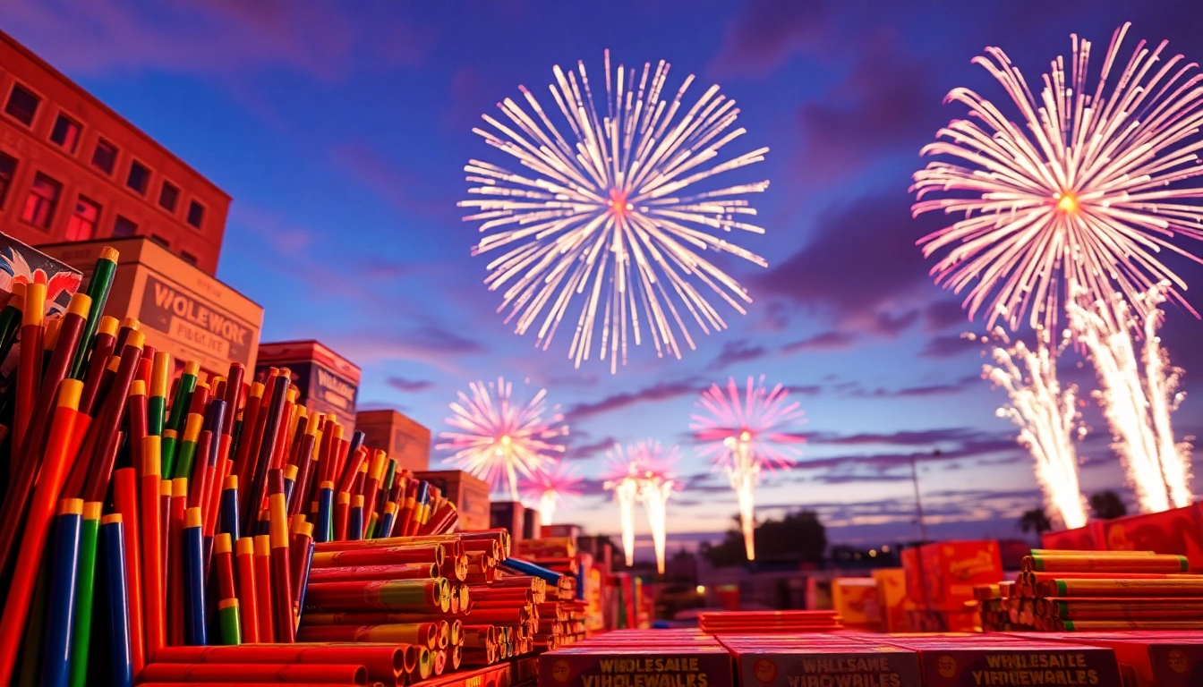 Illuminated display of wholesale fireworks ready for a vibrant celebration.