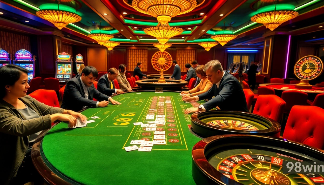 Enjoy high-stakes gaming at 98win's luxurious casino table filled with excitement.