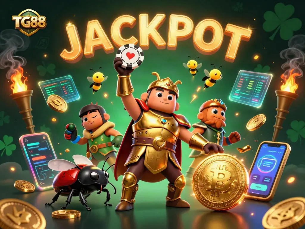 Experience exhilarating wins at TG88 with dynamic gaming elements and a vibrant jackpot celebration.
