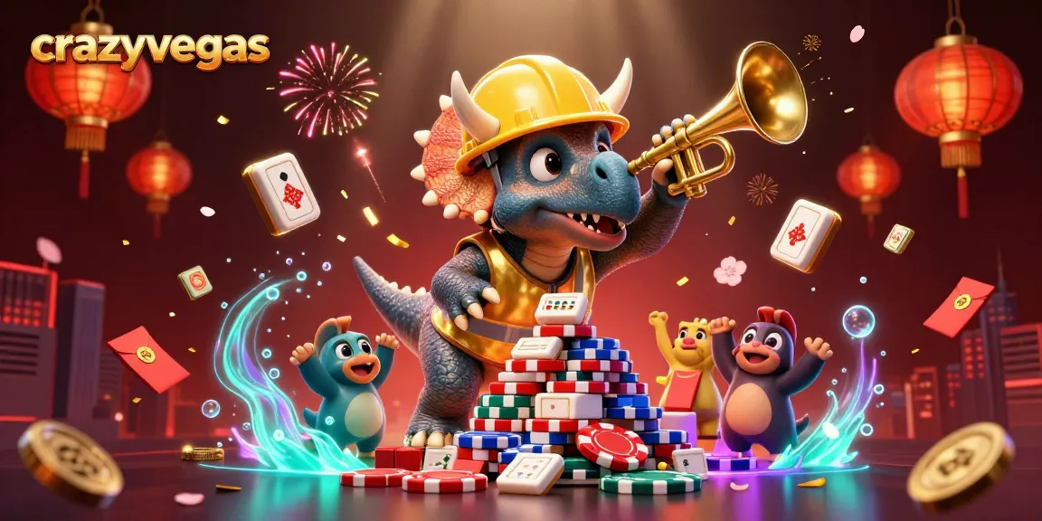 Celebrate wins at crazyvegas with vibrant visuals of energetic gaming characters and festive casino elements.