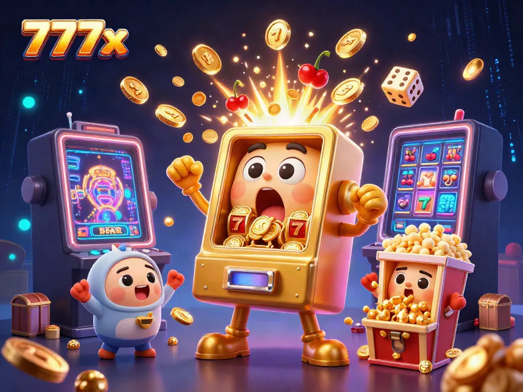 Animate your winnings with the golden slot machine at 777x, brimming with coins and excitement.