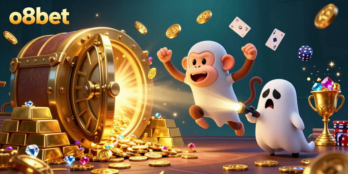 Experience the haunted casino adventure with o8bet as a mischievous monkey and a curious puppy track treasures amidst golden chaos.