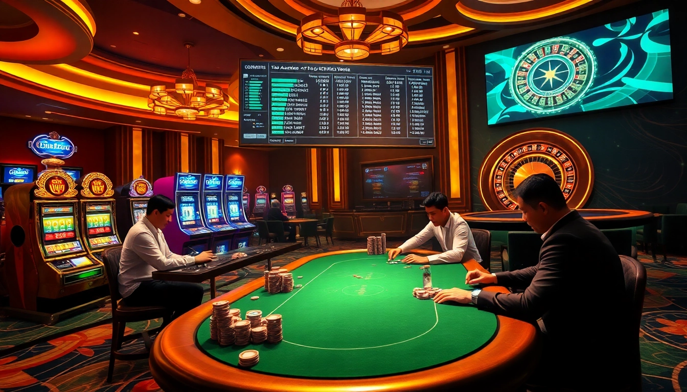 Tác giả Trần Chinh analyzes top gambling strategies at a bustling casino table.