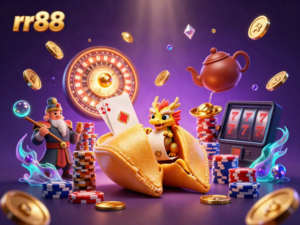 Experience winning strategies and a dynamic atmosphere with rr88 in vibrant casino digital art.