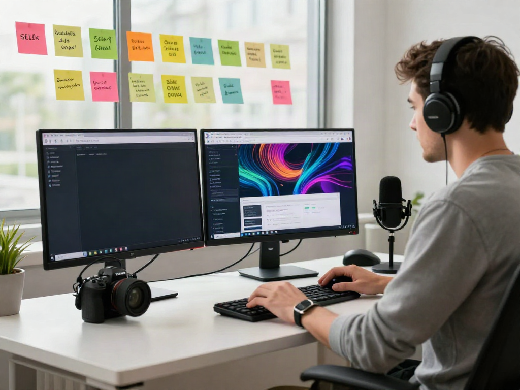 Content creator optimizing for instant indexing in a modern tech workspace