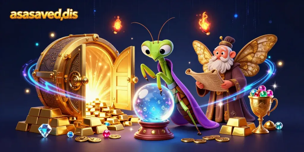 Engage with the magical universe of asasavedis as the fortune teller reveals hidden riches and treasures in a vibrant 3D casino setting.