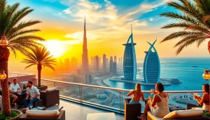 Experience the vibrant skyline of Dubai at sunset, capturing the essence of travel to Dubai with luxury and elegance.