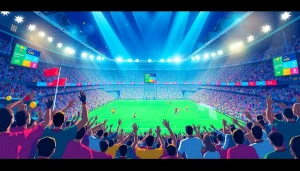 Experience the thrill of betting with sports fans at https://ii69vn.com/, cheering in a vibrant stadium.