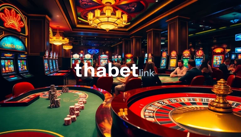Engage in thrilling casino games at Thabet link with a vibrant roulette table and excited players.