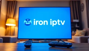 Watch your favorite shows with iron iptv on a sleek modern television in a cozy living room.