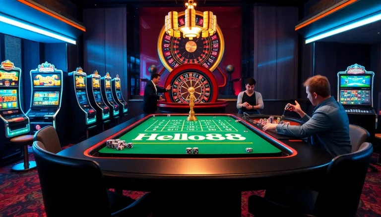 Experience thrilling gameplay at Hello88 casino with vibrant tables and strategic betting.