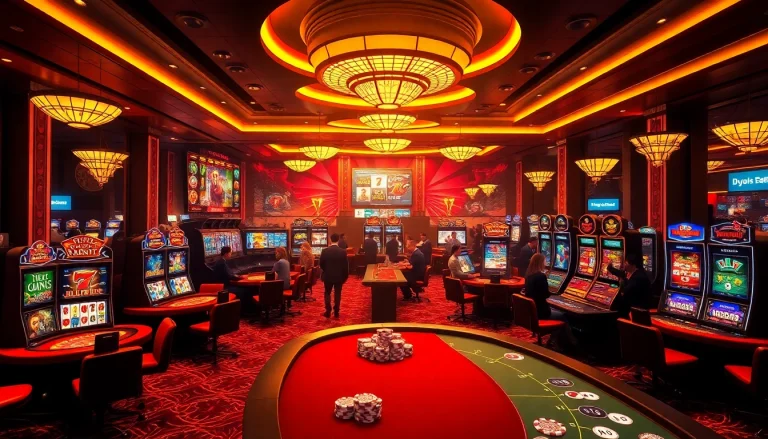 Experience the thrill of Bugatti8 with a vibrant casino scene full of games and excitement.