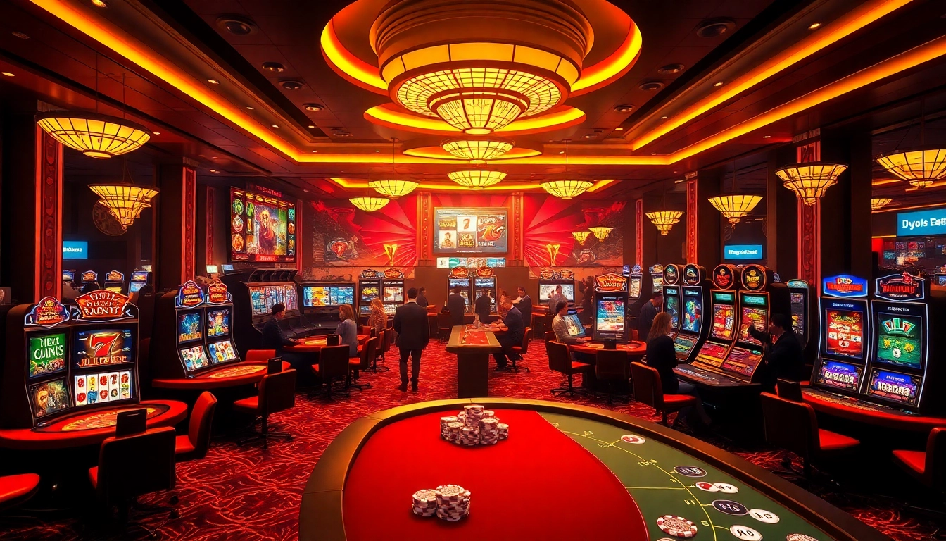Experience the thrill of Bugatti8 with a vibrant casino scene full of games and excitement.