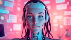 Engaging AI character for an intimate ai sex chat experience in a warm digital setting.