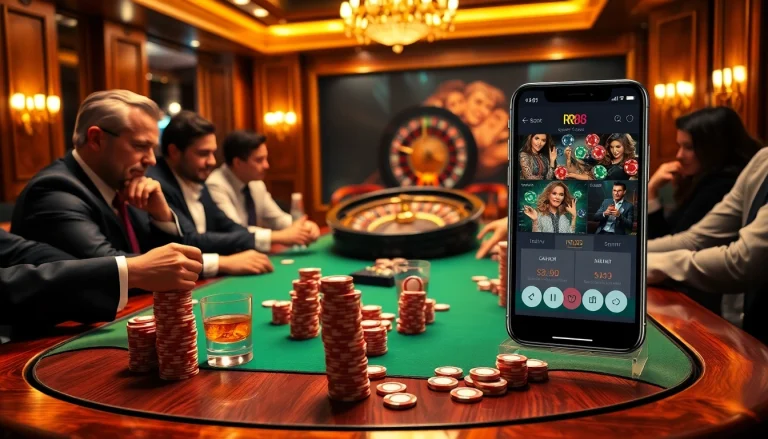 Players strategizing at a luxurious poker table, enjoying rr88 com's online gambling experience.