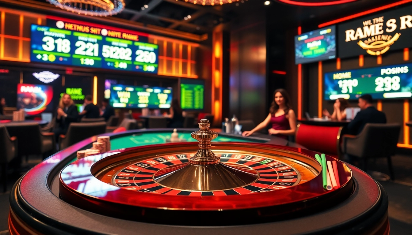 Experience high-stakes excitement at https://rr88.lat/ with vibrant casino visuals featuring roulette wheels and poker chips.