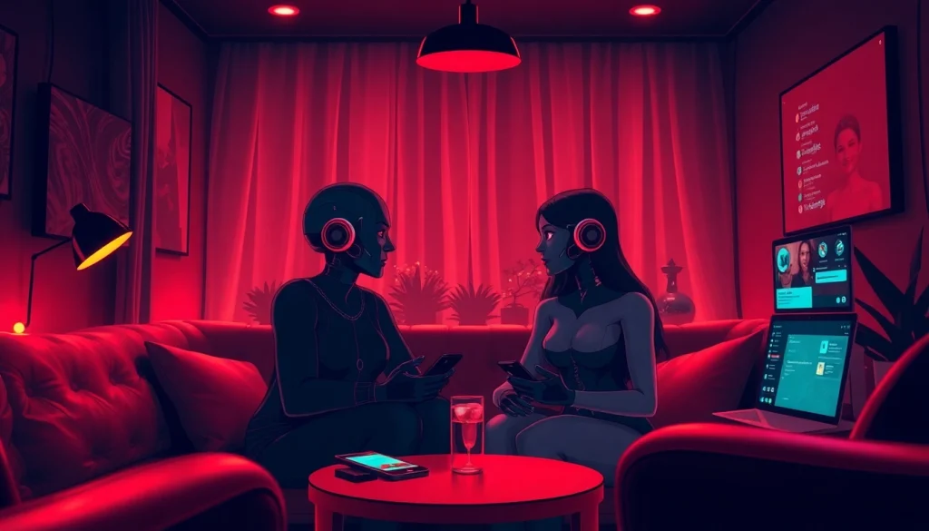 Engaging scene of free ai porn chat illustrating cozy digital interactions with AI avatars.