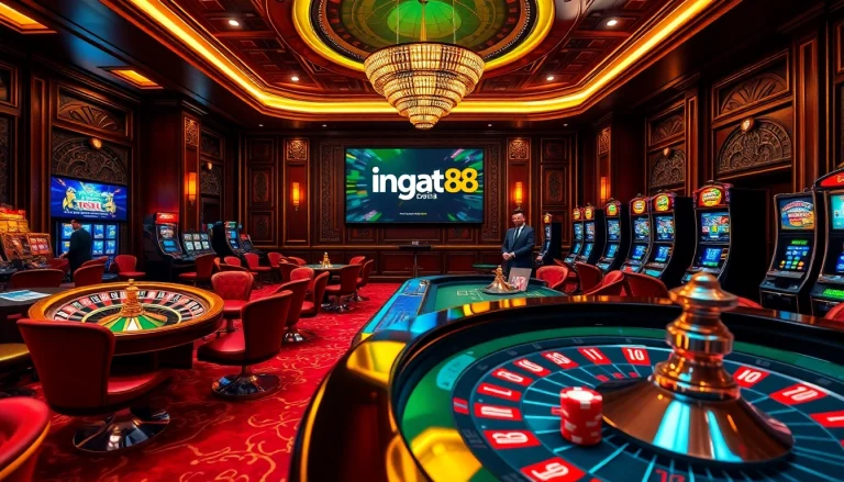 Exciting gaming moment at ingat bola88 casino with roulette wheel and vibrant atmosphere.