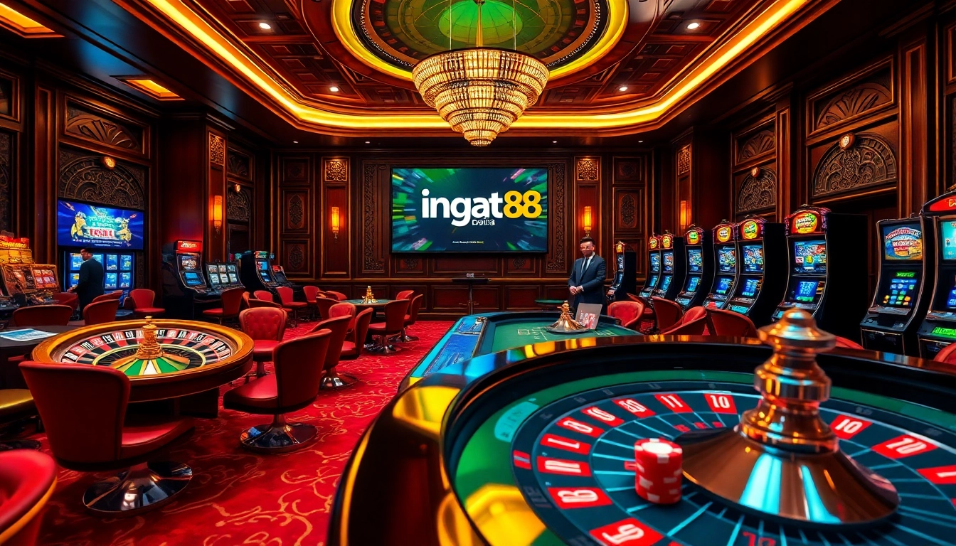 Exciting gaming moment at ingat bola88 casino with roulette wheel and vibrant atmosphere.