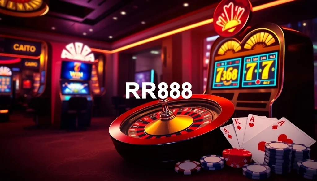 Experience the excitement of Trang chủ RR88 with vibrant casino visuals and engaging games.
