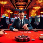 A breathtaking scene of live baccarat at https://f168.studio/ with elegant players and a confident dealer.