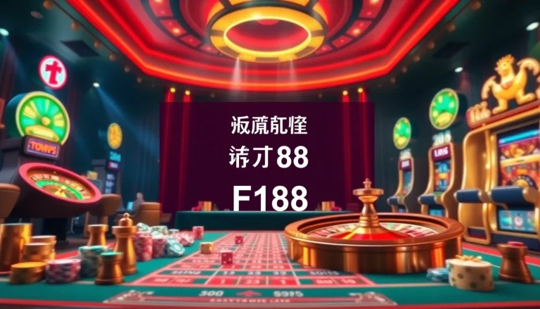 Experience the thrill of F168 with a vibrant casino scene showcasing online gambling at its best.