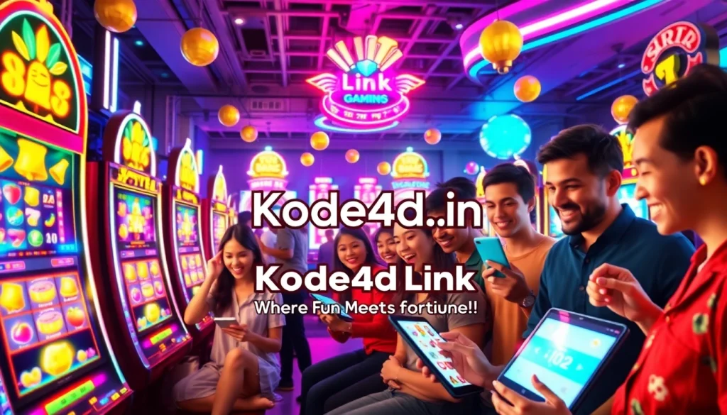 Experience thrilling gameplay with Kode4d link featuring colorful slot machines and joyful players.