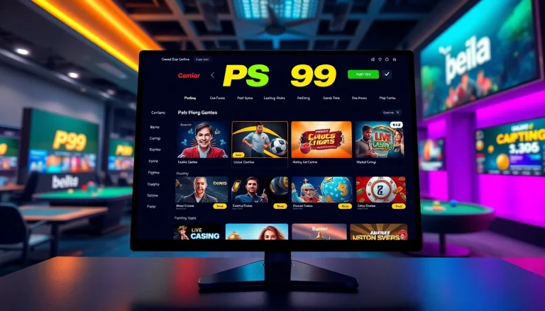 Experience PS99 gaming platform showcasing vibrant betting options and live casino gameplay.