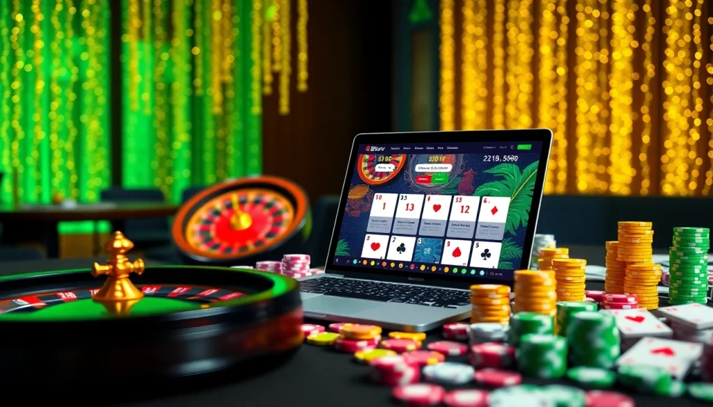 Experience the excitement of 88vv as you play poker at a lavish gambling table adorned with vibrant chips and cards.