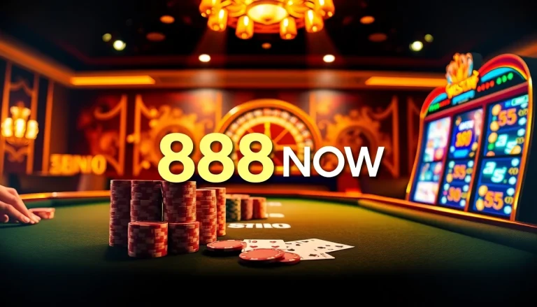 Experience the thrill of winning at 888NOW casino with vibrant poker chips and exciting games.