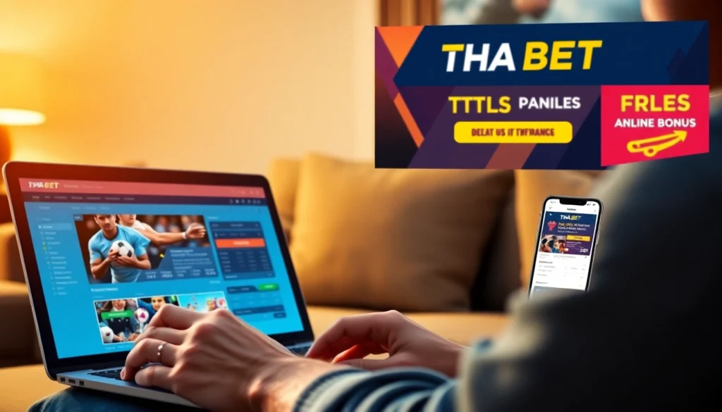 Interactive THA BET online betting interface showcasing user-friendly features and vibrant promotions.