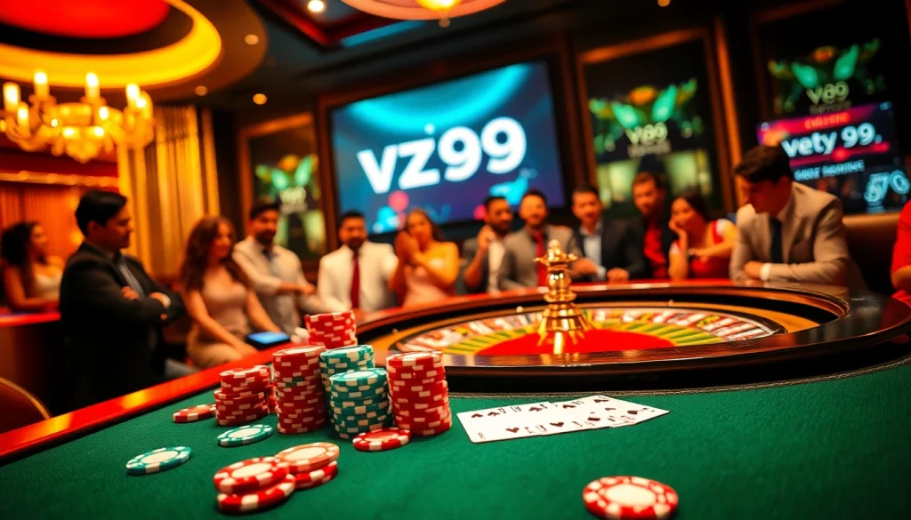 Experience the thrill of gambling at vz99 casino with vibrant tables, enthusiastic players, and engaging gameplay.