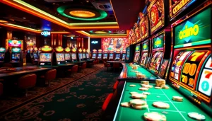 Experience sky88 nổ hũ excitement with vibrant slot machines and luxurious casino elements.