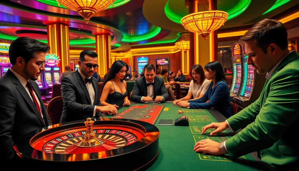 Casino gaming scene showcasing a thrilling poker game at mk8th.net, filled with excitement and strategy.