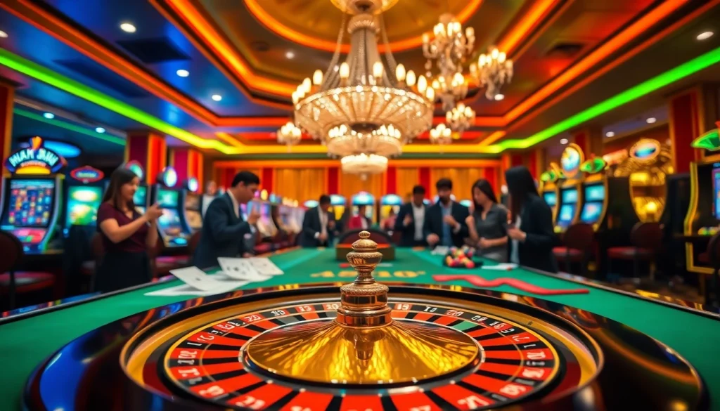 Experience the thrill of xin88 khuyến mãi with players at a glamorous casino table throwing chips and cards.