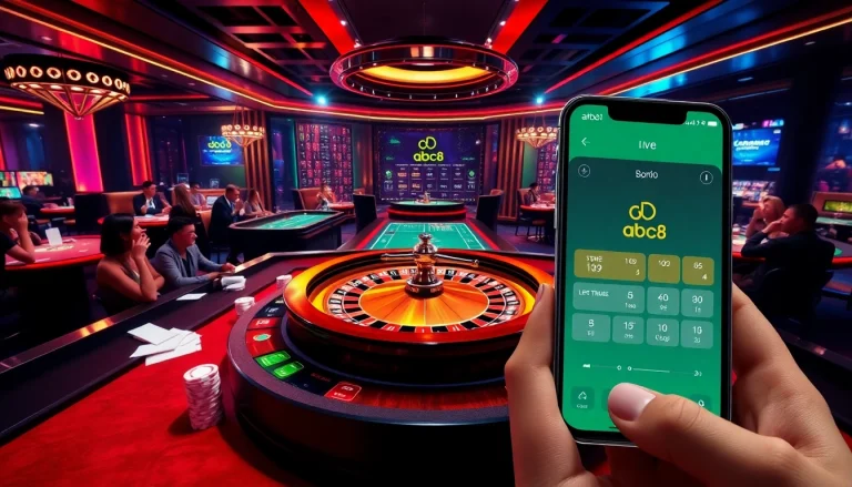 Thrilling gameplay experience showcasing the abc8 app in a luxurious casino setting.