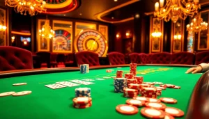 Engage in a thrilling poker game at vipwin79, featuring vibrant chips and intense players.