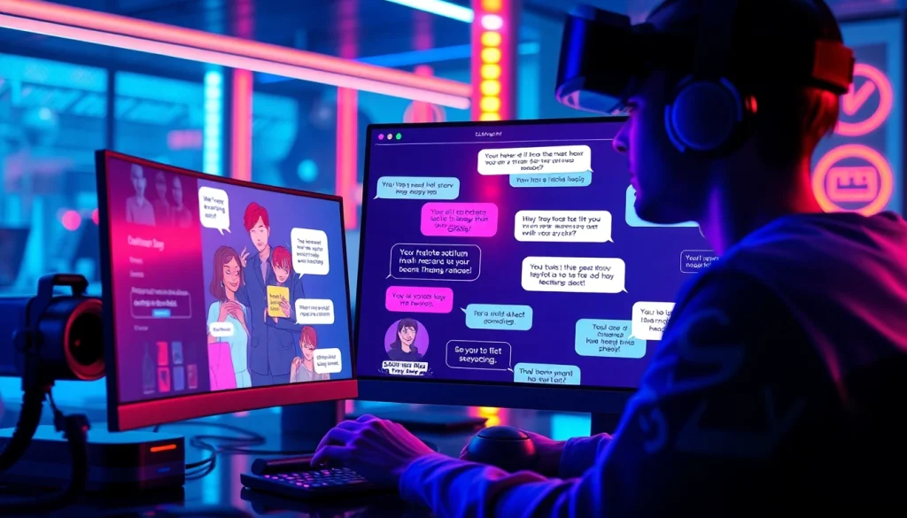 Engaging NSFW AI chatbot interface showcasing vibrant character interactions and futuristic design.