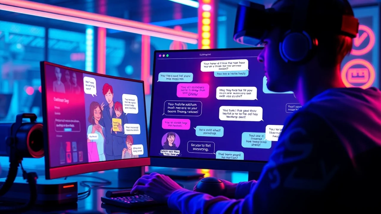 Engaging NSFW AI chatbot interface showcasing vibrant character interactions and futuristic design.