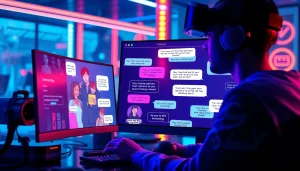 Engaging NSFW AI chatbot interface showcasing vibrant character interactions and futuristic design.