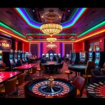 NK88 players enjoying a thrilling moment at a luxurious casino table with chips and cards.