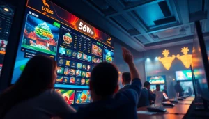 Experience the thrill of online gaming with 56WIN's vibrant digital interface showcasing betting options.